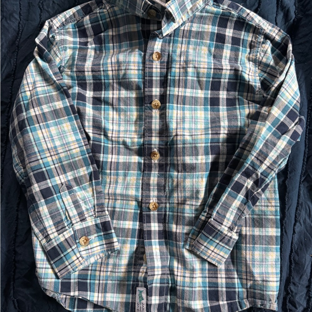 Janie and Jack Blue Plaid Button-Down Shirt size 3T